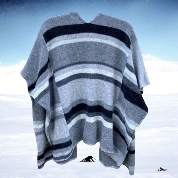 Splendid Gray Striped Soft Cashmere/Wool Cardigan/Cape One Size EUC! - Picture 5 of 8